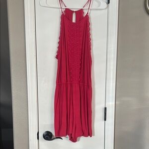 Pink  Lace Trim Romper
